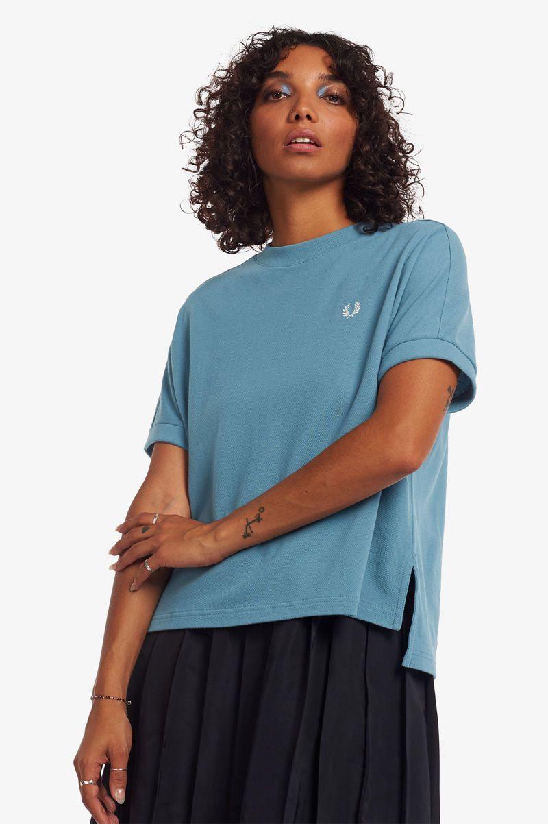 Grey Blue Fred Perry Boxy Piqué Women\'s T Shirts | PH 2022JPQJ